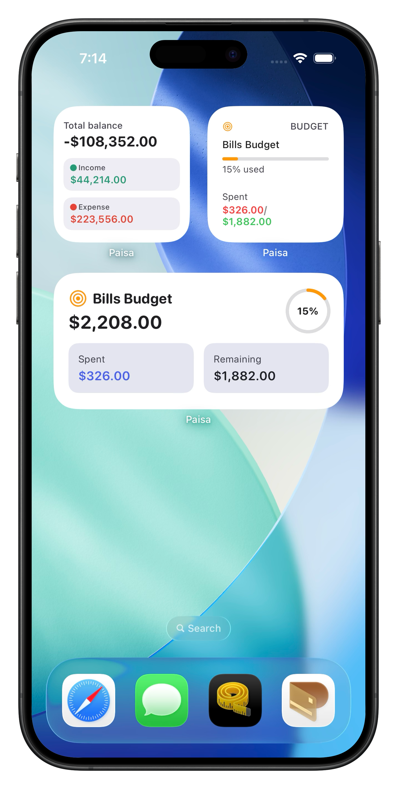 Paisa Home Screen Widgets
